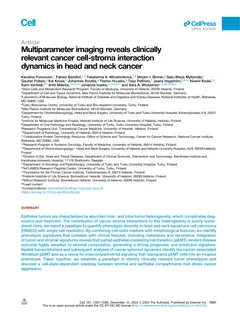 First page of the article Multiparameter imaging reveals clinically relevant cancer cell-stroma interaction dynamics in head and neck cancer, Cell 2024